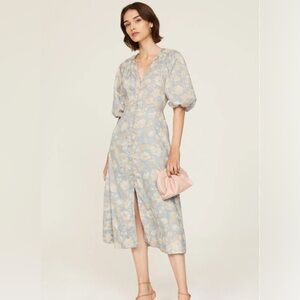 Rebecca Taylor Short Sleeve Satin Leaf Dress Size 2